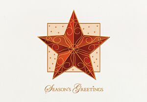 Classic-Raised Relief Ornamental Star Holiday Greeting Card (5"x7")