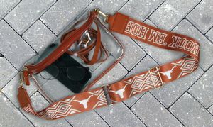Clear Crossbody Sling with custom decorated strap