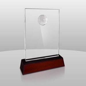 Clear Golfer Award w/Rosewood Base (6"x4"x3/4")