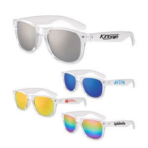 Clear Iconic Frame Mirror Lens Sunglasses