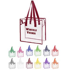 Clear Vinyl Stadium Compliant Zippered Tote Bag