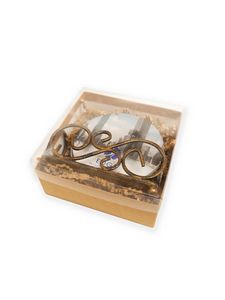 CoasterStone Gold Stand Gift Set w/ 4 Round 4.25" stone coasters