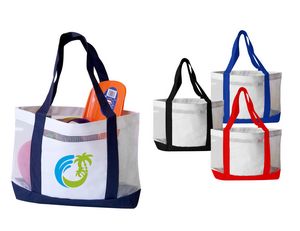 Color Trim Mesh Open Tote