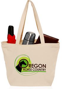 Cotton Canvas Tote Tote Bag w/ Zipper Closure (18"x13")