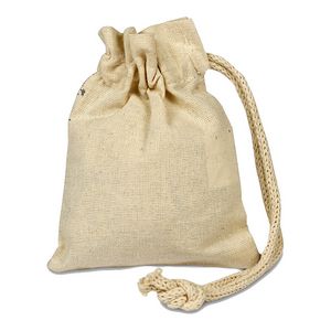 Cotton Coin Drawstring Pouch - Natural
