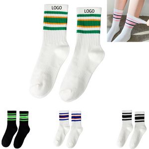 Cotton Jacquard Athletic Crew Socks - Performance Comfort