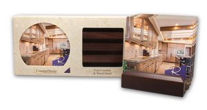 Dark Wood Stand Gift Set w/ 4 Square Coasters