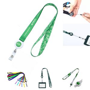 Decorated 3/4" Lanyard W/ Full Color Badge Reel