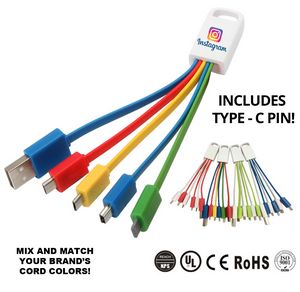 Deluxe 5-In-1 Usb Charging Cable Mobile Charger - Incl Type - C
