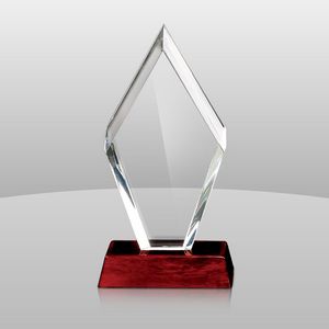 Diamond Shaped Acrylic Top w/Rosewood Base Award (14"x6"x2 1/2")