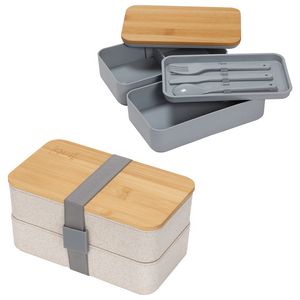 Double Decker Lunch Box with FSCÂ® Bamboo Lid & Utensils
