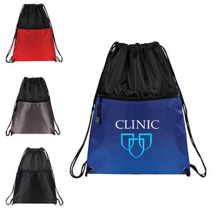 Drawstring Backpack w/ Zipper Pocket
