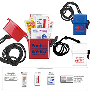 "EZ Carry Kit 2" 8 Piece First Aid Sun Kit w/Breakaway & Adjustable Neck Lanyard