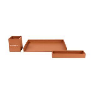 Easton 3 Piece Desktop Organizer Set - Cognac