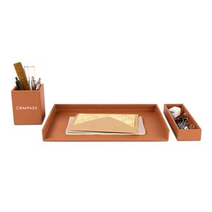 Easton 3 Piece Desktop Organizer Set - Cognac
