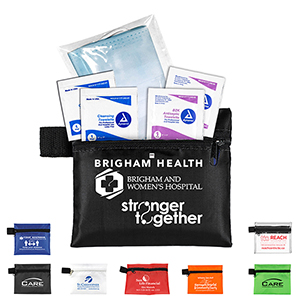 "Europa" 5 Piece Kit with 3-Ply Mask & Antiseptic Wipes in Zipper Pouch