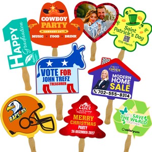 Full Color Custom Shaped Hand Fans 16 pt - Free Setup