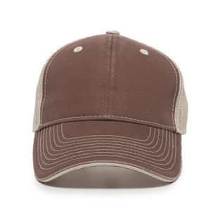 Garment Washed Trucker Hat w/Mesh Back