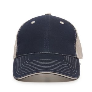 Garment Washed Trucker Hat w/Mesh Back
