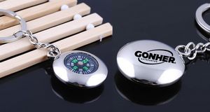 Gear Round Compass Metal Keychain