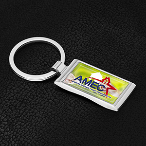 "Geo D" Economy Metal Keyholder with PhotoImage Â® Full Color Domed Imprint*