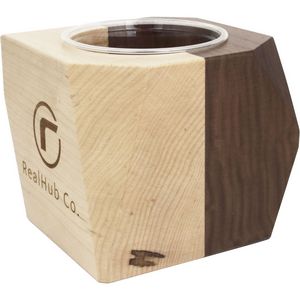 Geometric Wooden Planter with Succulent