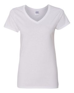 GildanÂ® Heavy Cottonâ„¢ Women's V-Neck White T-Shirt