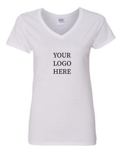 GildanÂ® Heavy Cottonâ„¢ Women's V-Neck White T-Shirt