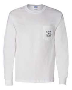 Gildan® Ultra Cotton® Long Sleeve Pocket White T-Shirt