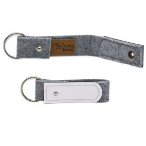 Gray Felt Key Ring with Leather
