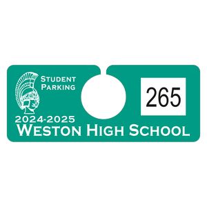 Hanging Parking Permit | Rectangle | 2" x 5" | .035" White Plastic | Numbered