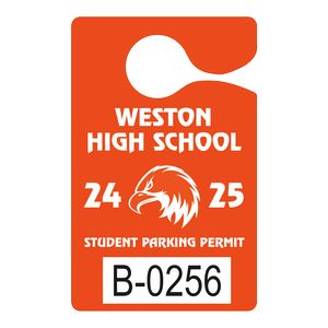 Hanging Parking Permit | Rectangle | 3" x 4 3/4" | .023" White Plastic | Numbered