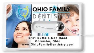 "Happy Checkup" 44 Yard Credit Card Size Dental Floss Dispenser w/Mirror & Pouch (Overseas)