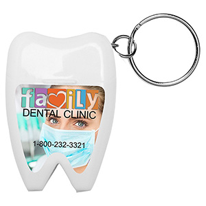 "Happy Teeth" Tooth Shaped Dental Floss Dispenser w/Keyring