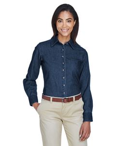 Harriton Ladies' Long-Sleeve Denim Shirt