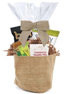 Healthy Snacks in Burlap Basket