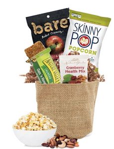 Healthy Snacks in Burlap Basket