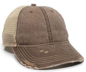 Heavy Distressed Tea-Stained Mesh Cap