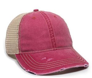 Heavy Distressed Tea-Stained Mesh Cap
