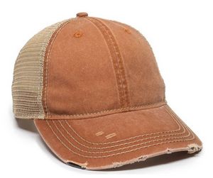 Heavy Distressed Tea-Stained Mesh Cap