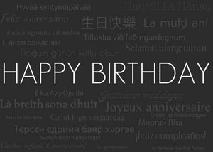 Horizontal Black Happy Birthday Everyday Greeting Card (5"x7")