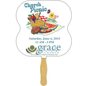 Hourglass Glued Hand Fan (1 Side/ Four Color Process Imprint)