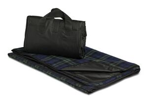 Hunter Green/ Navy Blue Plaid Fleece Explorer Picnic Blanket
