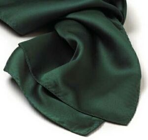 Hunter Green Polyester Satin Scarf - 30"x30