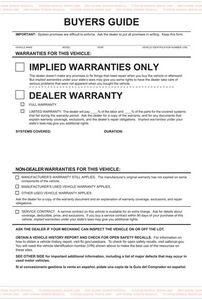Implied Buyers Guide Forms (Set of 100)
