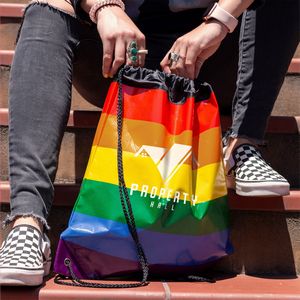 Jumbo Rainbow Drawstring Backpack Bag