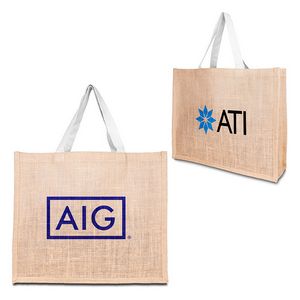 Jute Tote Bag w/Cotton Webbing Handle