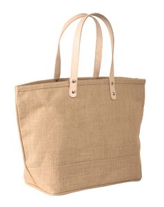 Jute Tote Bag with Leather Handles - Small