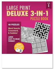 LARGE PRINT Deluxe 3-in-1 Puzzle Book