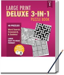 LARGE PRINT Deluxe 3-in-1 Puzzle Book Pack